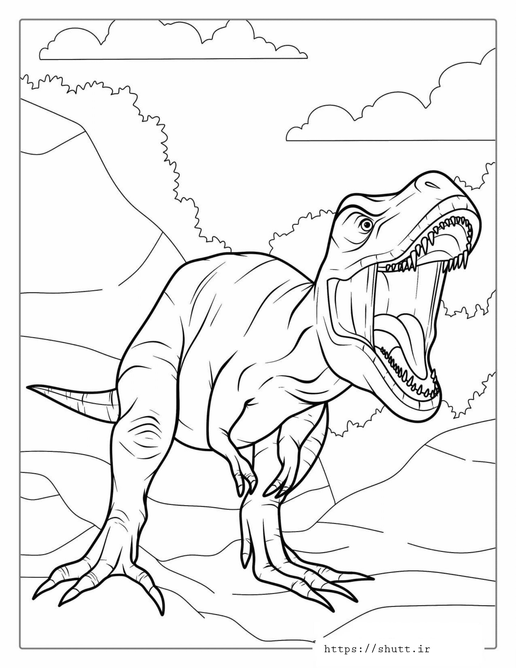 نقاشی دایناسور برای رنگ آمیزی